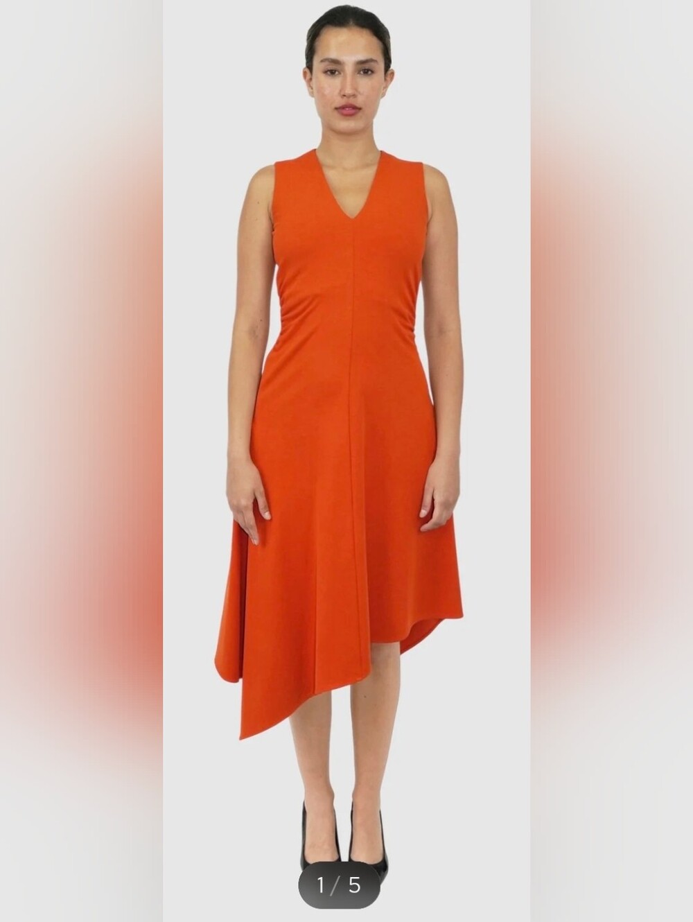 NWT COS Gathered Asymmetric Dress, Small, Orange